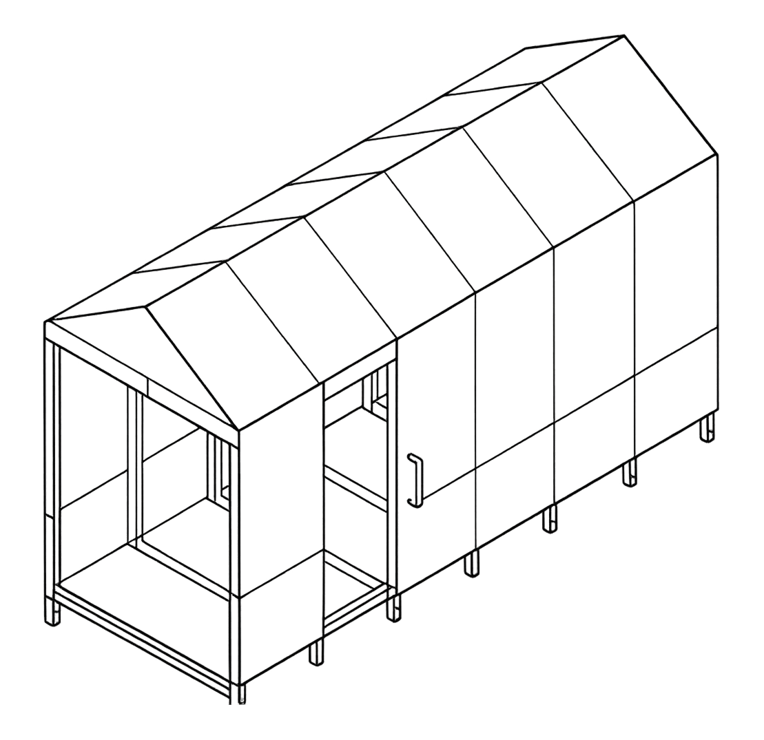 Line drawing of the cabin
